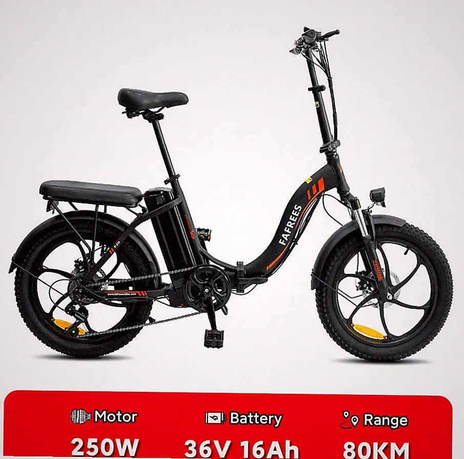 FAFREES F20 E Bike 20 Zoll Elektrofahrrad 16AH 250W Klapprad E-Mountainbike 80KM