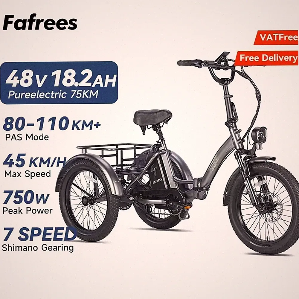 FAFREES F20 MATE Elektro Dreirad 48V 18.2AH 20" Klapprad 3 Rädern E-Bike 25KM/H