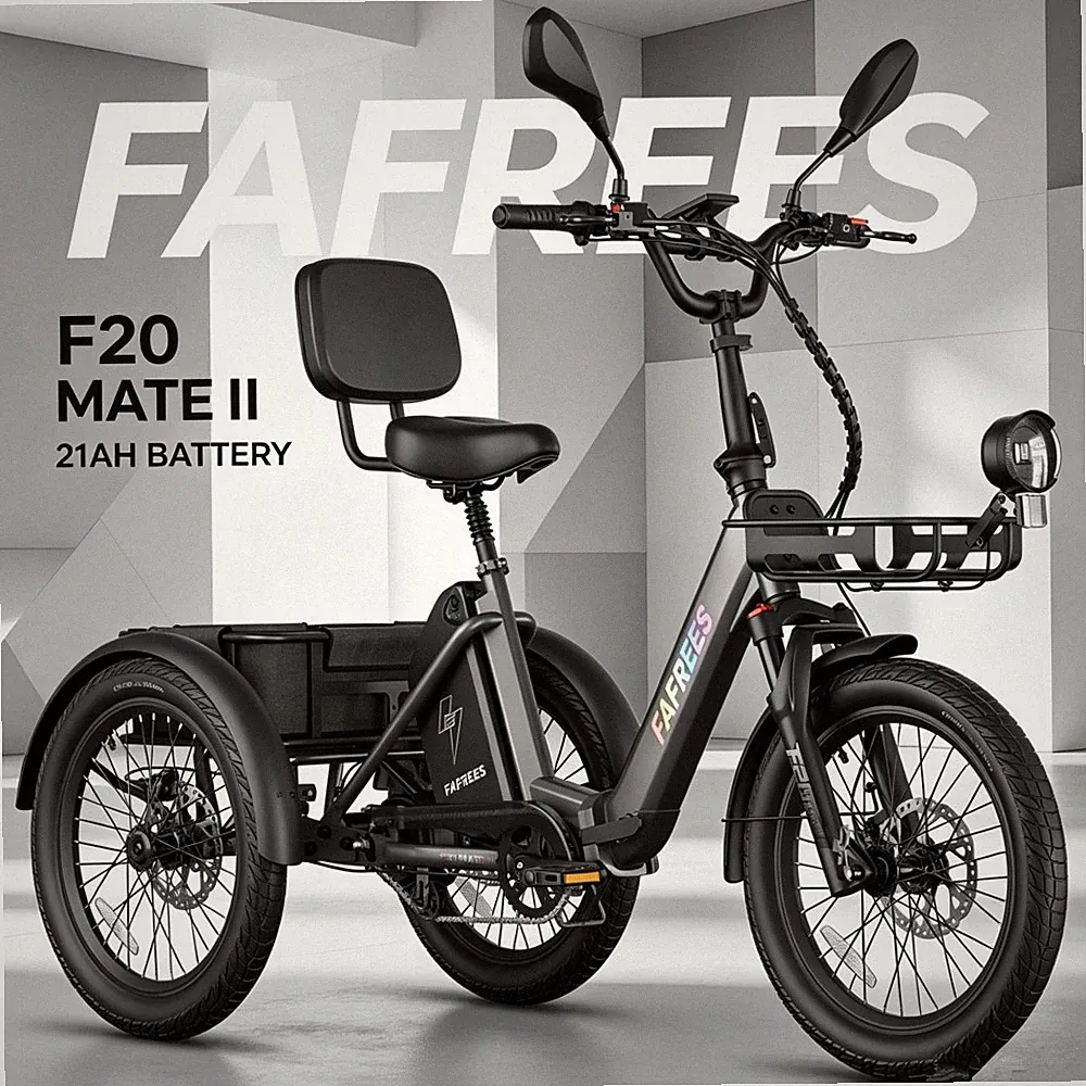 FAFREES F20 Mate II Elektro Dreirad 20 Zoll 250W 21Ah Klappbar 3 Rad E-Bike Korb