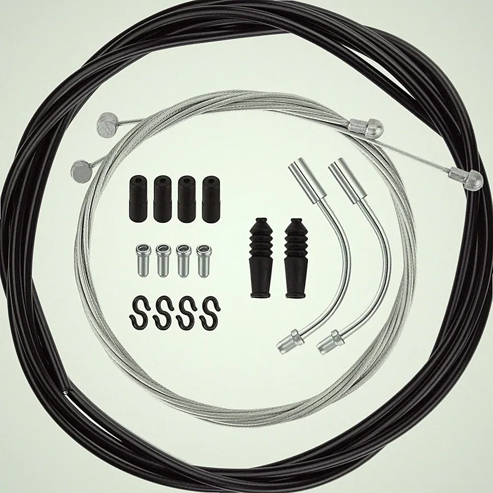 Fahrrad Bremszug Set, Kabel, Bremsseil, V-förmig, S-Haken, 2,5m, Schwarz