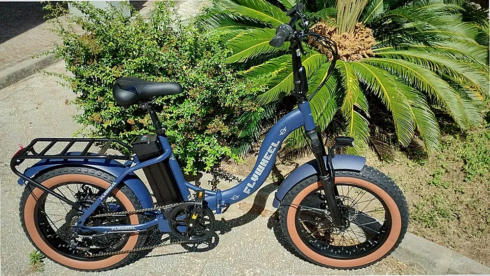 Fahrrad E-Bike 20 FAT Stahl Blau Federgabel Disk 36V FLYWHEEL