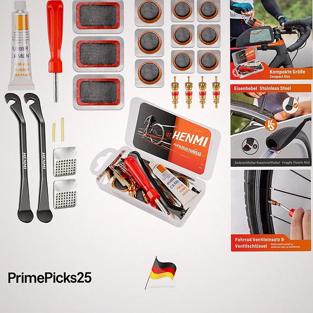 Fahrrad Flickzeug Set Gummi Kunststoff Stahl Reparaturset | Tragbar