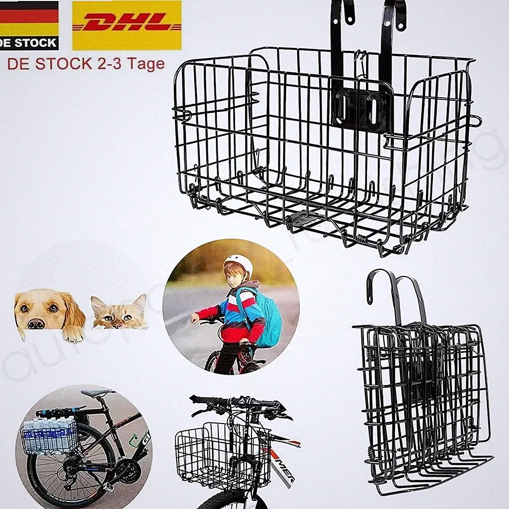 Fahrradkorb Gepäckträgerkorb Schultaschenkorb engmaschig bis 20kg Schwarz Neu