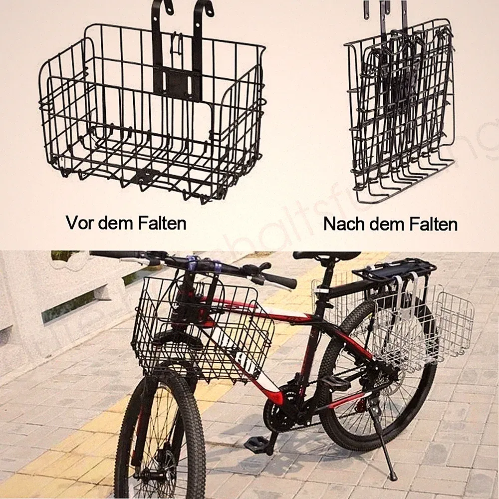 Fahrradkorb Hinten mit Halter Korb Vorne Fahrrad Korb 10kg Gepäckträger Schwarz