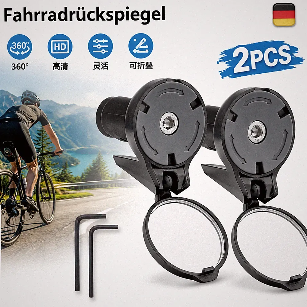 Fahrradrückspiegel 2 Stück HD Lenkerspiegel klappbar für MTB Rennrad E-Bike City
