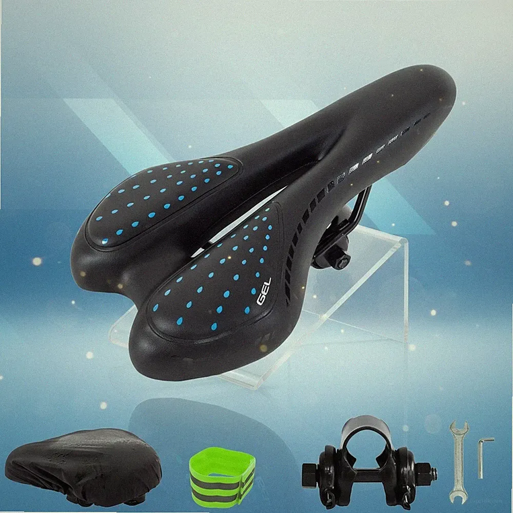 Fahrradsattel Ergonomisch MTB Gel Sitz Anti-Rutsch Belüftung Schwarz Blau ‍♀️
