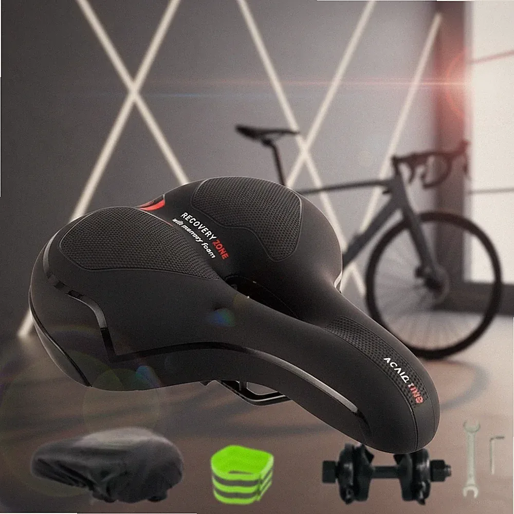 Fahrradsattel Ergonomischer Sitz Rot Gel Memory-Schaum Rückstrahler Federung