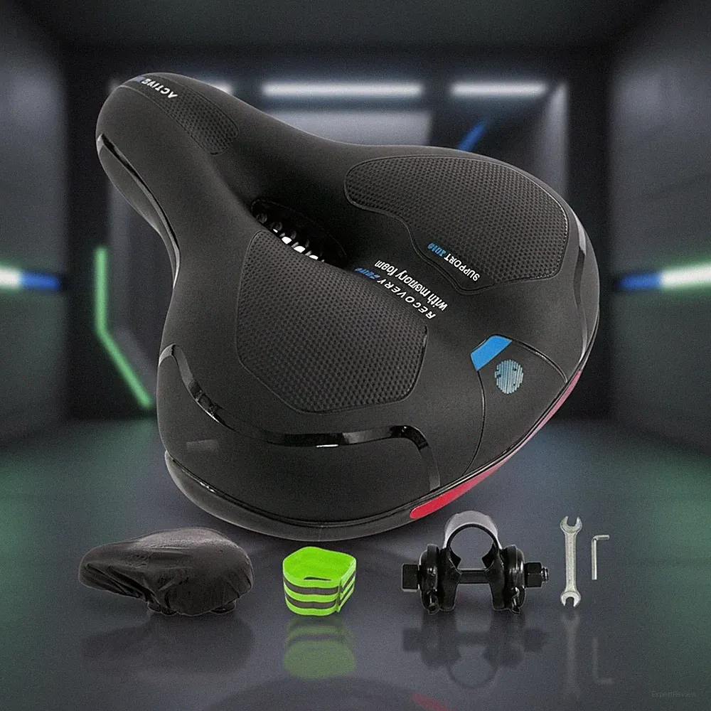 Fahrradsattel Sitz Blau Memory-Schaum Rückstrahler Federung Ergonomischer Gel