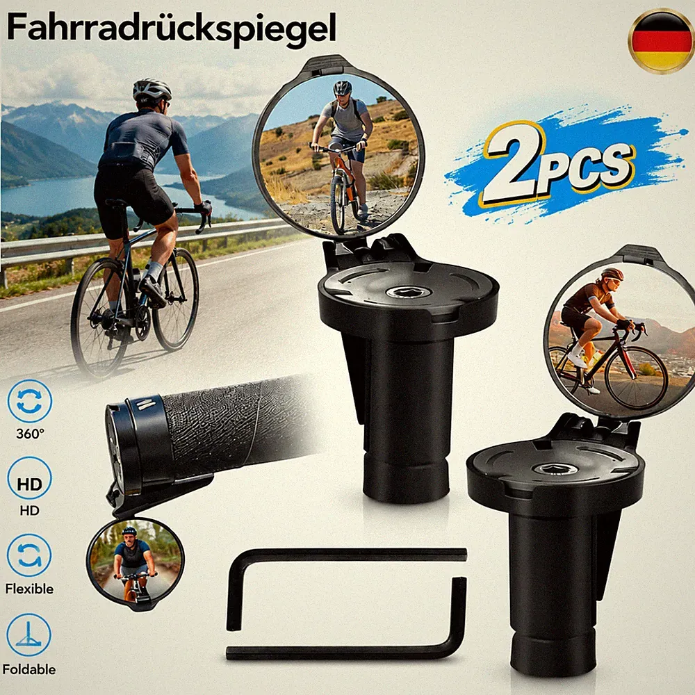 Fahrradspiegel E-Bike Lenkerspiegel klappbar HD 2 Stück für Rennrad MTB City