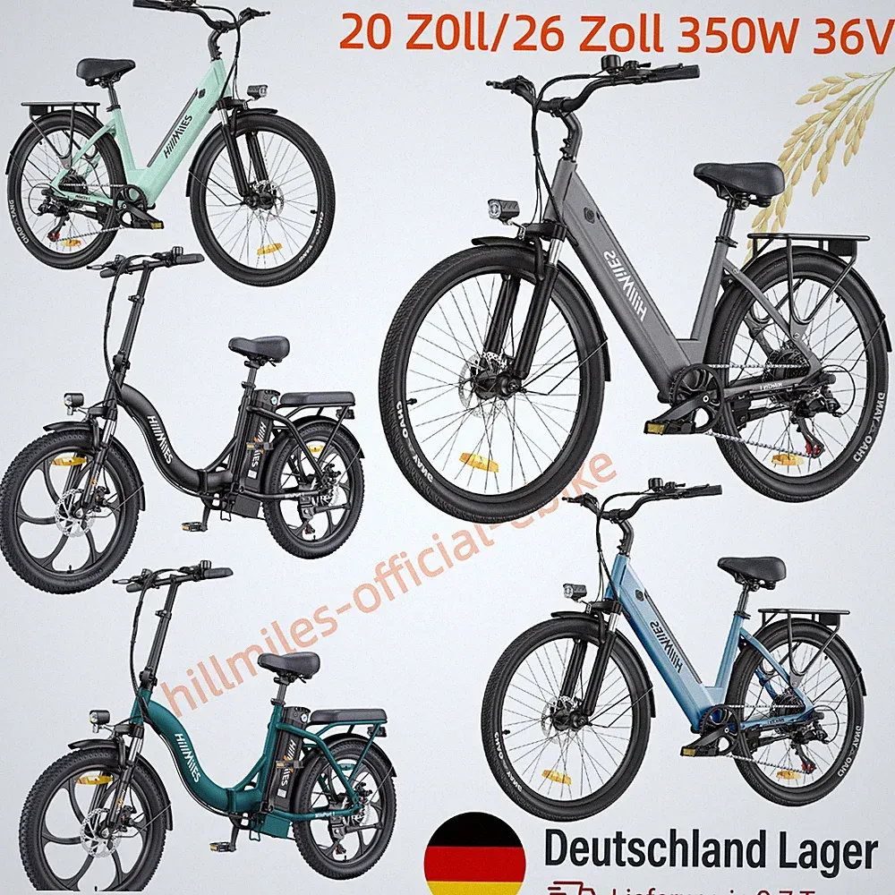HillMiles E-Bike 250W Klapprad Elektrofahrrad 20 Zoll/26 Zoll CityBike Akku 13AH