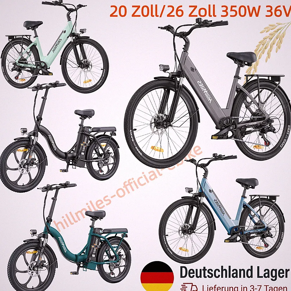 HillMiles E-Bike 250W Klapprad Elektrofahrrad 20 Zoll/26 Zoll CityBike Akku 13AH