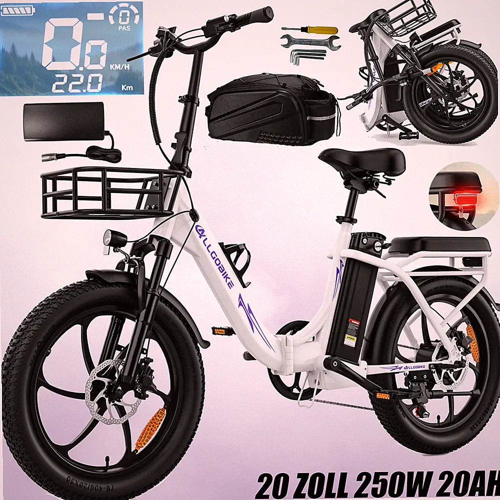 Klappbar E-Bike Elektrofahrrad allgobike 20" E bike 48V Moped E-City Bike 120km