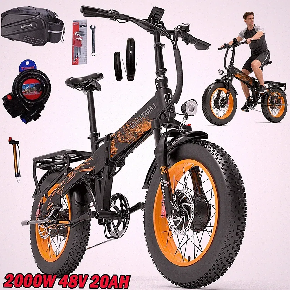 LANKELEISI 20*4.0" Elektrofahrrad Dual Motor 48V 20AH Klapprad MTB E-Bike 130KM