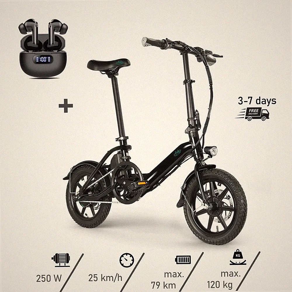 Mini Elektrofahrrad 250w 14 Zoll Klapprad E-Bike 25km/h GPS, App, USB