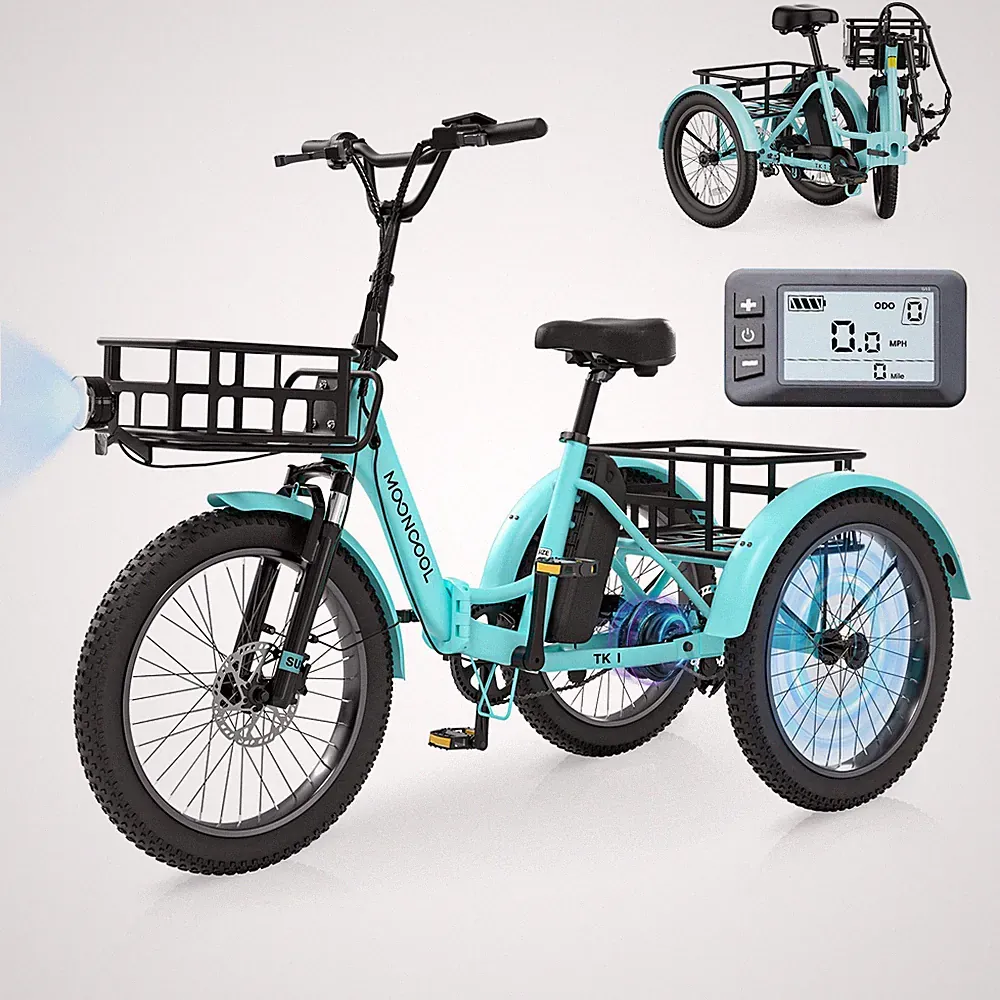 MOONCOOL 650W Elektro Dreirad e Bike 3 Rad 36V 20Ah Akku Klapprad 20 * 3 Zoll