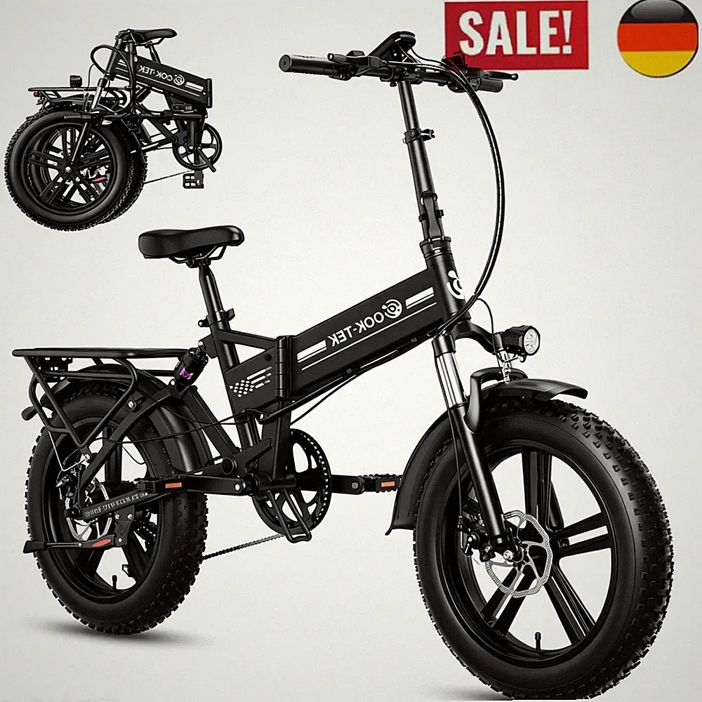 Mountainbike Klapprad Elektrofahrrad E-Bike 20 Zoll 1000W Motor MTB Pedelec 15Ah