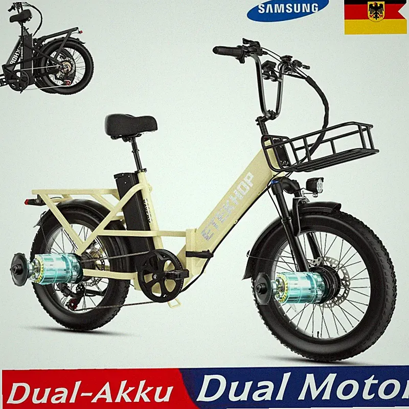Mountainbike Klapprad Elektrofahrrad E-Bike 20 Zoll 2000W DualMotor Pedelec 42Ah