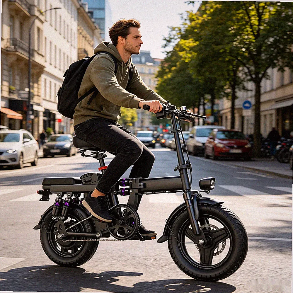 NEU 14 Zoll Klappbar E-City Bike 500W 48V 15AH Vollfederung E-Bike 32kmh Pendeln