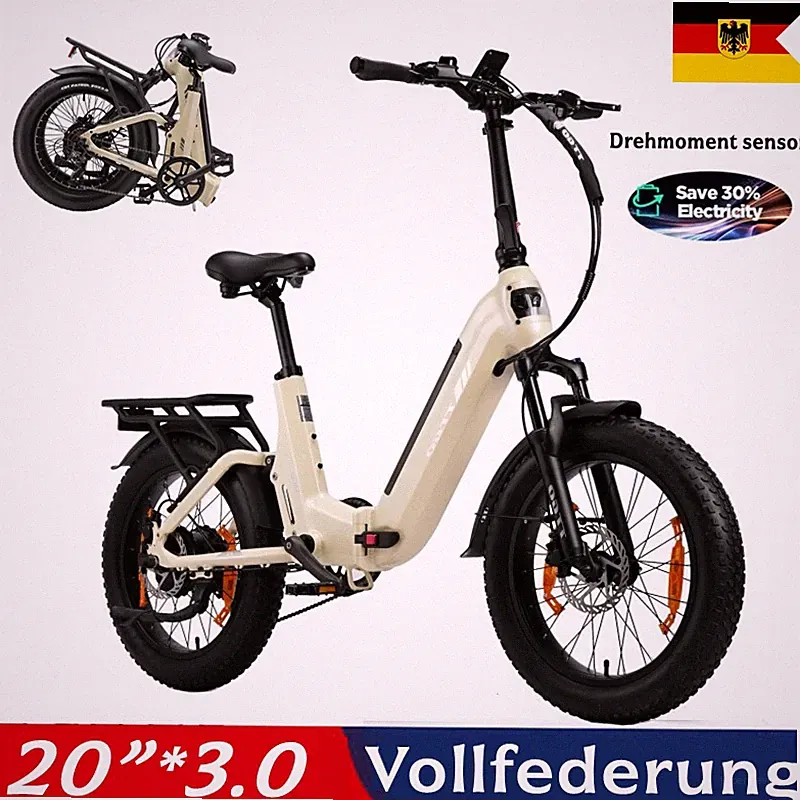 Neu 15Ah E Bike Elektrofahrrad 20" x3,0 Fat Tire faltbares Klappfahrrad 500W 48V
