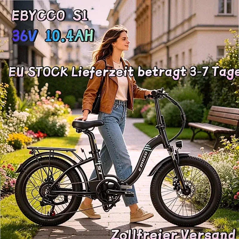 Neu 20 Zoll Klapprad Elektrofahrrad 250W 10.4AH Pedelec City E-Bike EBYCCO S1