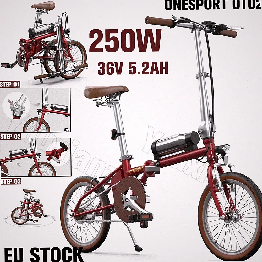 Onesport OT02 Elektrofahrrad 36V5.2Ah 16" Klappbar E-Bike Pendeln Leichtes ebike