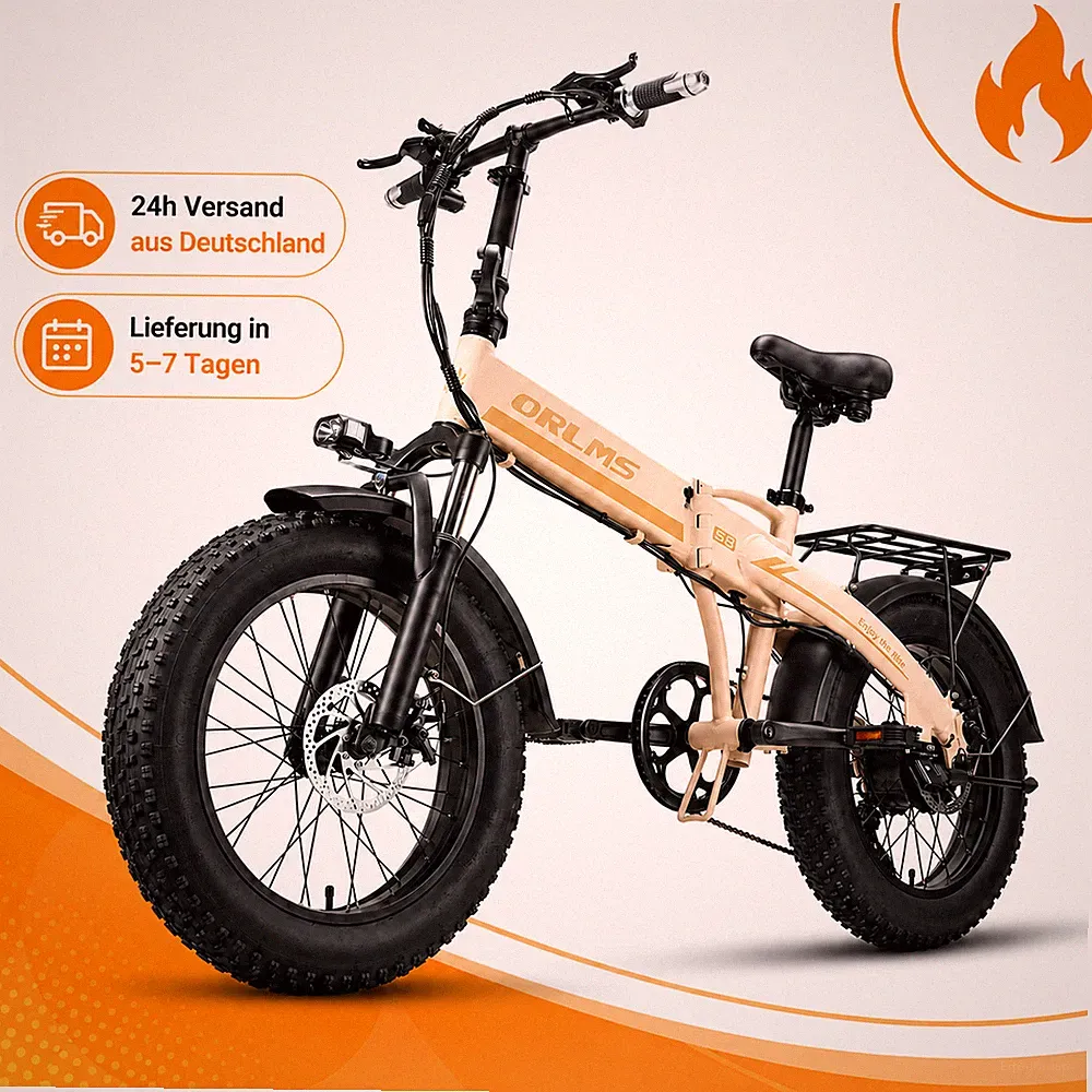 ORLMS S9F Klapp E-Bike 20x4.0 Fatbike 48V 13Ah Akku All-Terrain Federung Licht