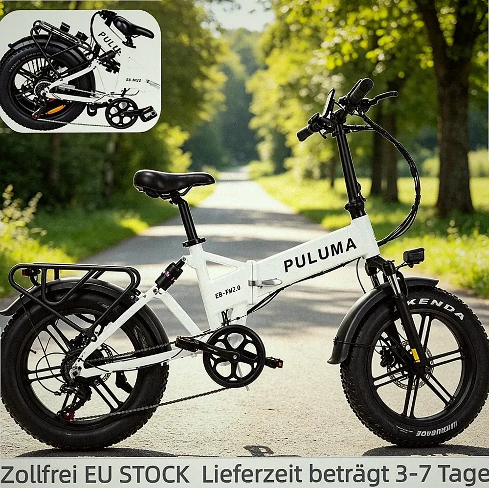 PULUMA 20 Zoll Elektrofahrrad 500W 15AH Klapprad E-Bike Shimano 7 Gänge Pedelec