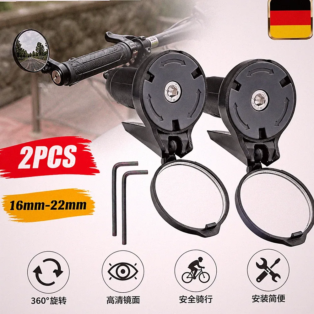 Rückspiegel 2er Pack 360° schwenkbar klappbar HD E-Bike Mountainbike Rennrad