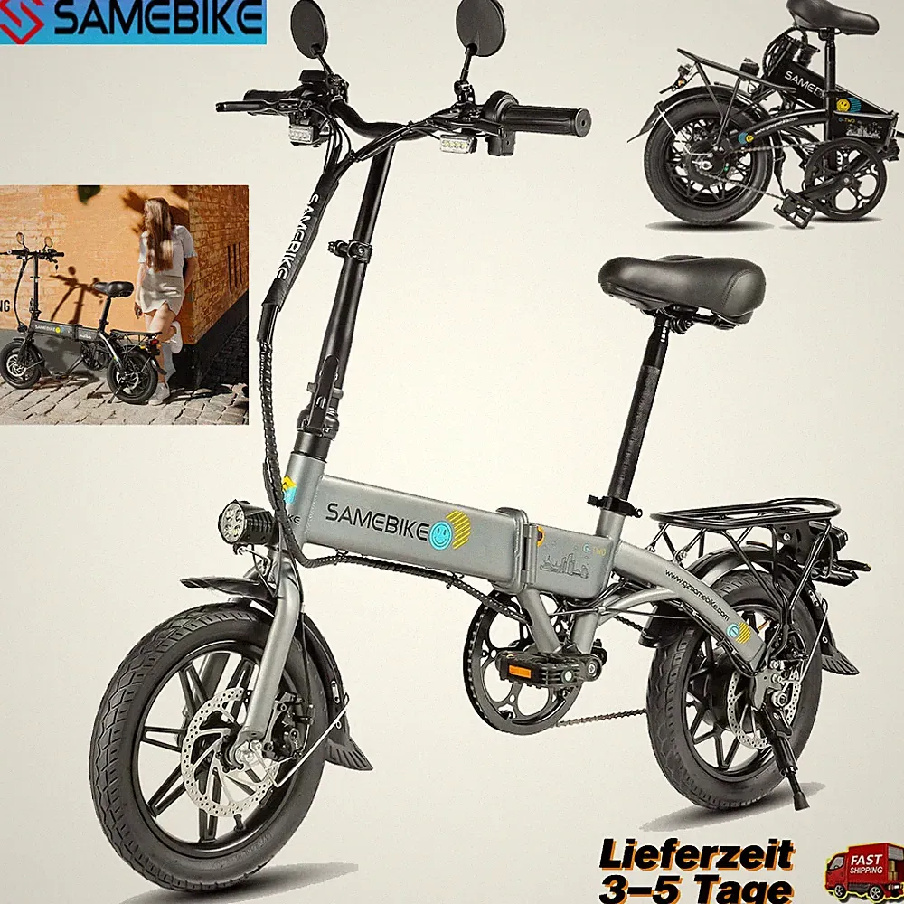 Samebike 14 Zoll Klapprad EBike 36V 25km/h Pedelec Cityräder 250W Elektrofahrrad