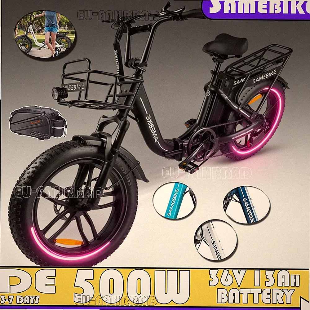 Samebike C05PRO Elektrofahrrad 500W 36V 13Ah E-Citybike 35KM/H Klapprad 20 Zoll