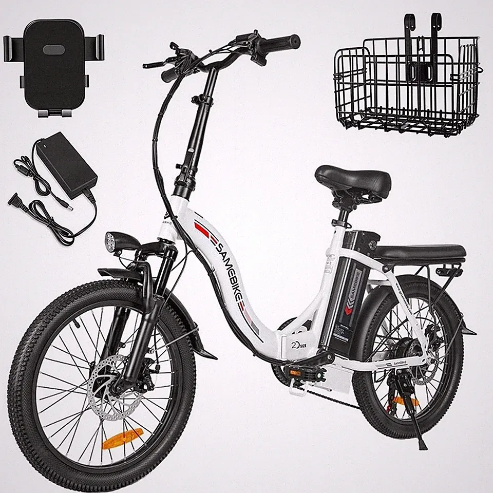 Samebike CY20 250W Elektrofahrrad 36V 12Ah Klapprad E-City Bike 20 Zoll +Korb
