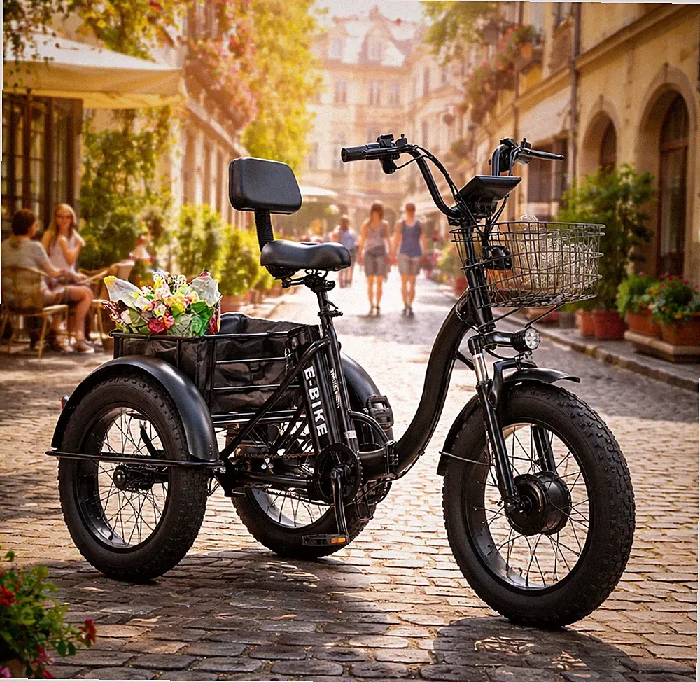 Elektro Dreirad Klappbar 500W E-Bike 48V Senioren Fahrrad 25km/h 50km Reichweite