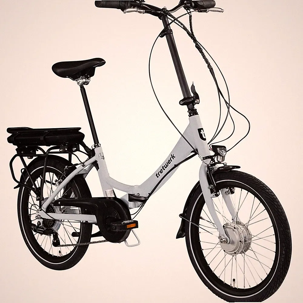 Tretwerk Chioni E Bike 20" Klapprad Elektrofahrrad 7Gang 374Wh Pedelec weiß 33cm
