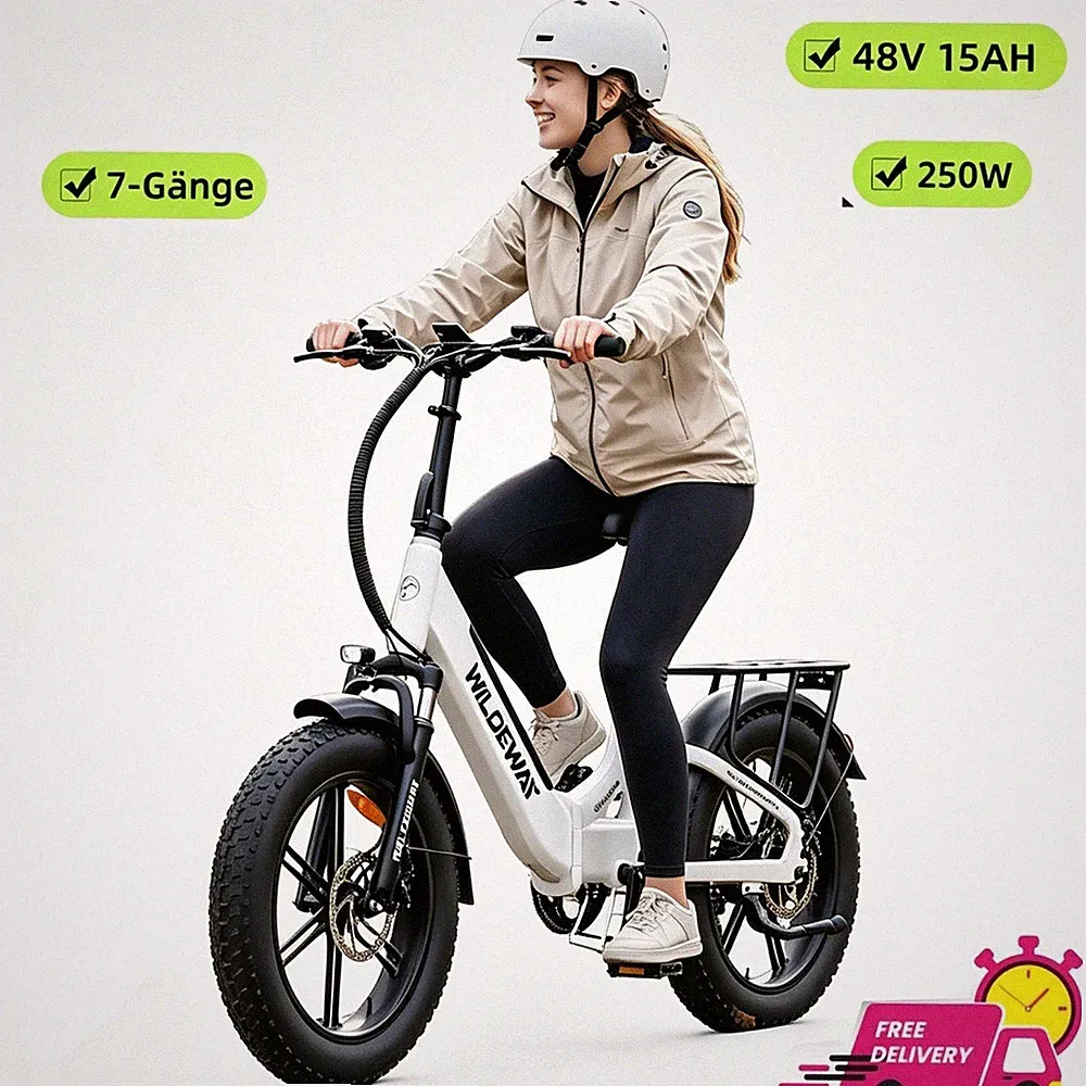 Wildeway TORPEDO 20" Fettreifen Elektrofahrrad 48V 15Ah 25km/h klappbar E-Bike