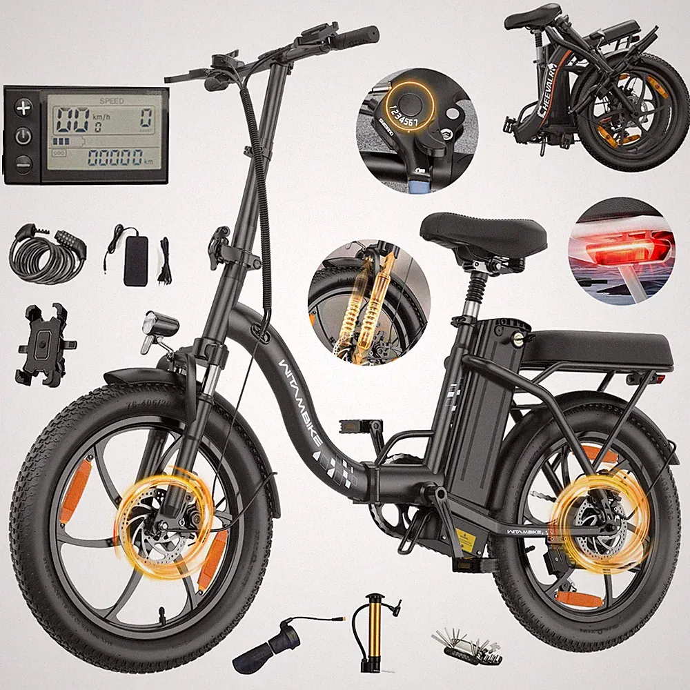 WITAMBIKE C16 20Zoll Elektrofahrrad 120KM Klapprad E-Bike 250W Shimano Pedelec