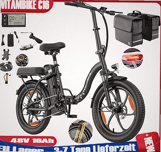 WITAMBIKE C16 Elektrofahrrad 20Zoll Klapprad E-Bike 48V 16Ah 250W Coummuter Bike