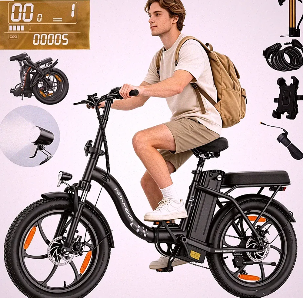 WITAMBIKE Elektrofahrrad 20 Zoll Klappbar E-Bike 48V16AH 32km/h E-Citybike 100KM