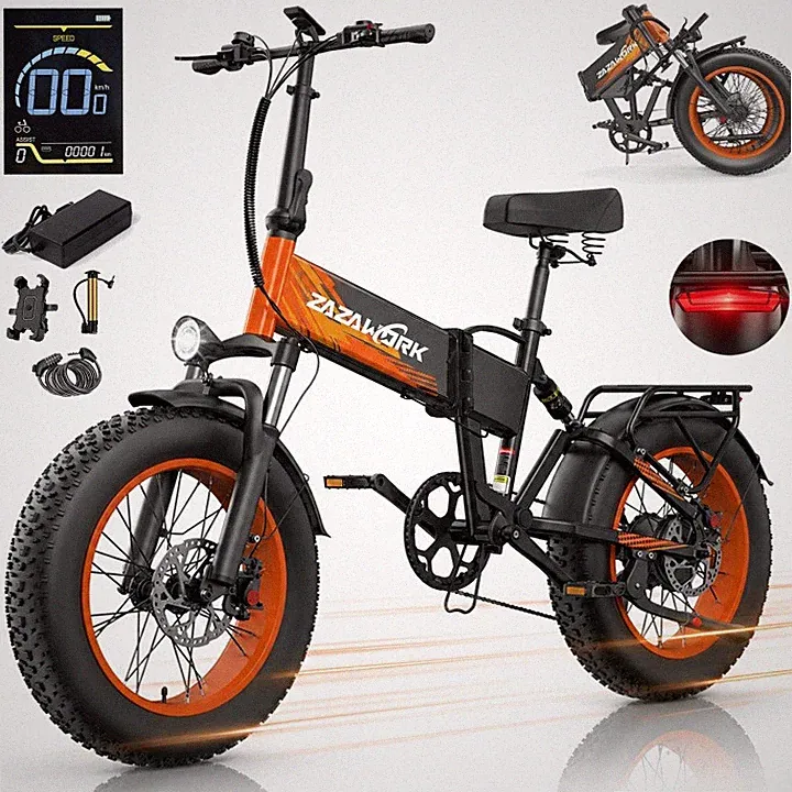 ZAZAWORK 1000W 48V 20AH Elektrofahrrad 20*4Zoll E-Bike Klapprad FatBike 150KM DE