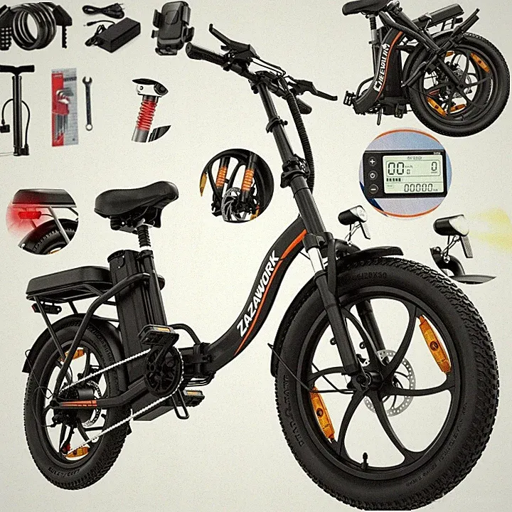 Zazawork 48V 16Ah Elektrofahrrad 50NM 20ZOLL Klapprad Moutain/City E-Bike 120KM
