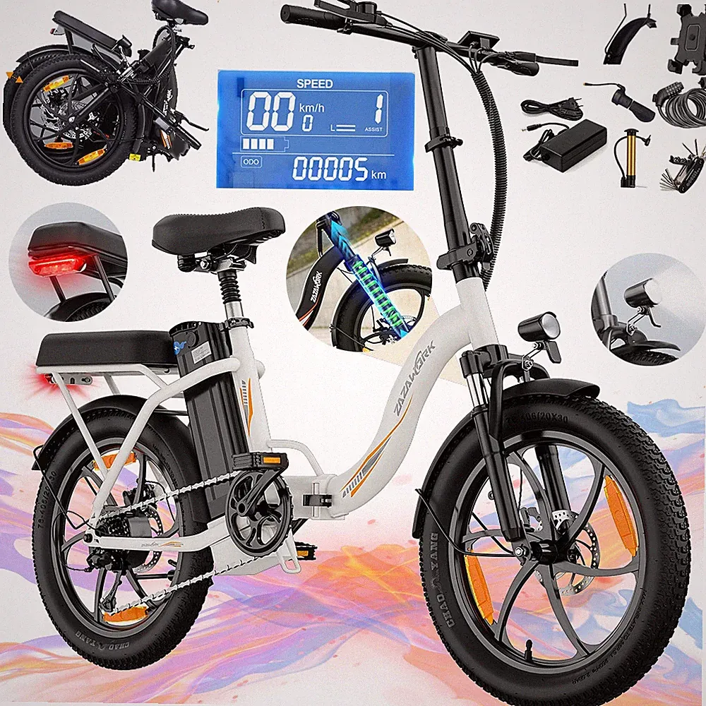 [ZAZAWORK C16] City e Bike 20*3Zoll 16AH Klapprad Elektrofahrrad 250W 698Wh 48V