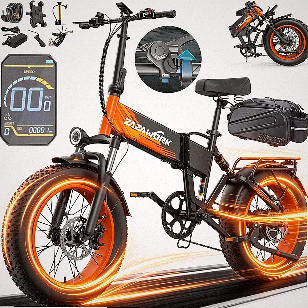 ZAZAWORK CF1000 20 Zoll E-Bike Klapprad Fatbike 48V 20Ah Elektrofahrrad 45KM/H
