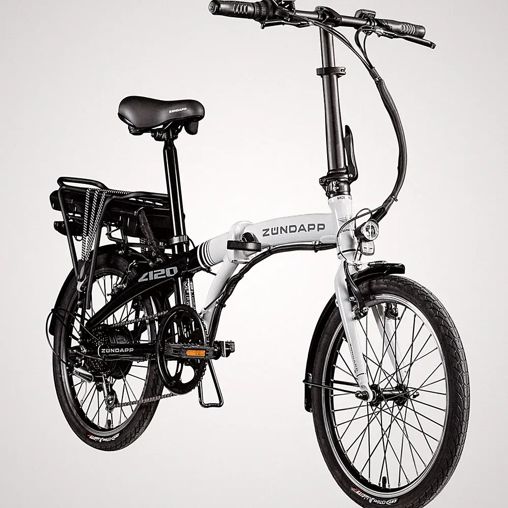 Zündapp Z120 E Bike 20" Klapprad Stadtfalter E Fahrrad 7Gang schwarz/weiß 28cm
