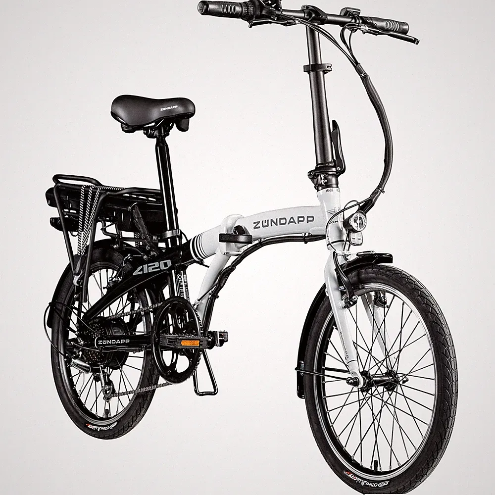 Zündapp Z120 E Bike 20" Klapprad Stadtfalter E Fahrrad 7Gang schwarz/weiß 28cm
